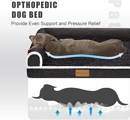 Miniatura 3 de Patas Lague Cama ortopédica para perros de tamaño grande de 36 x 24 pulgadas, impermeable, cómoda, con cojín en L, tamaño mediano, antideslizante,