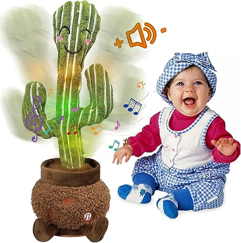 MIAODAM Juguete de cactus bailarín para bebé juguete de cactus parlante ajustable repite lo que dices juguetes de cactus parlante juguete de
