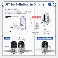 Vista 5 de Smart Keypad Door Lock with Handle: NICE DIGI Keyless Entry Fingerprint Lock for Front/Interior Door, Electronic Digital Lock with Code, Easy Negro