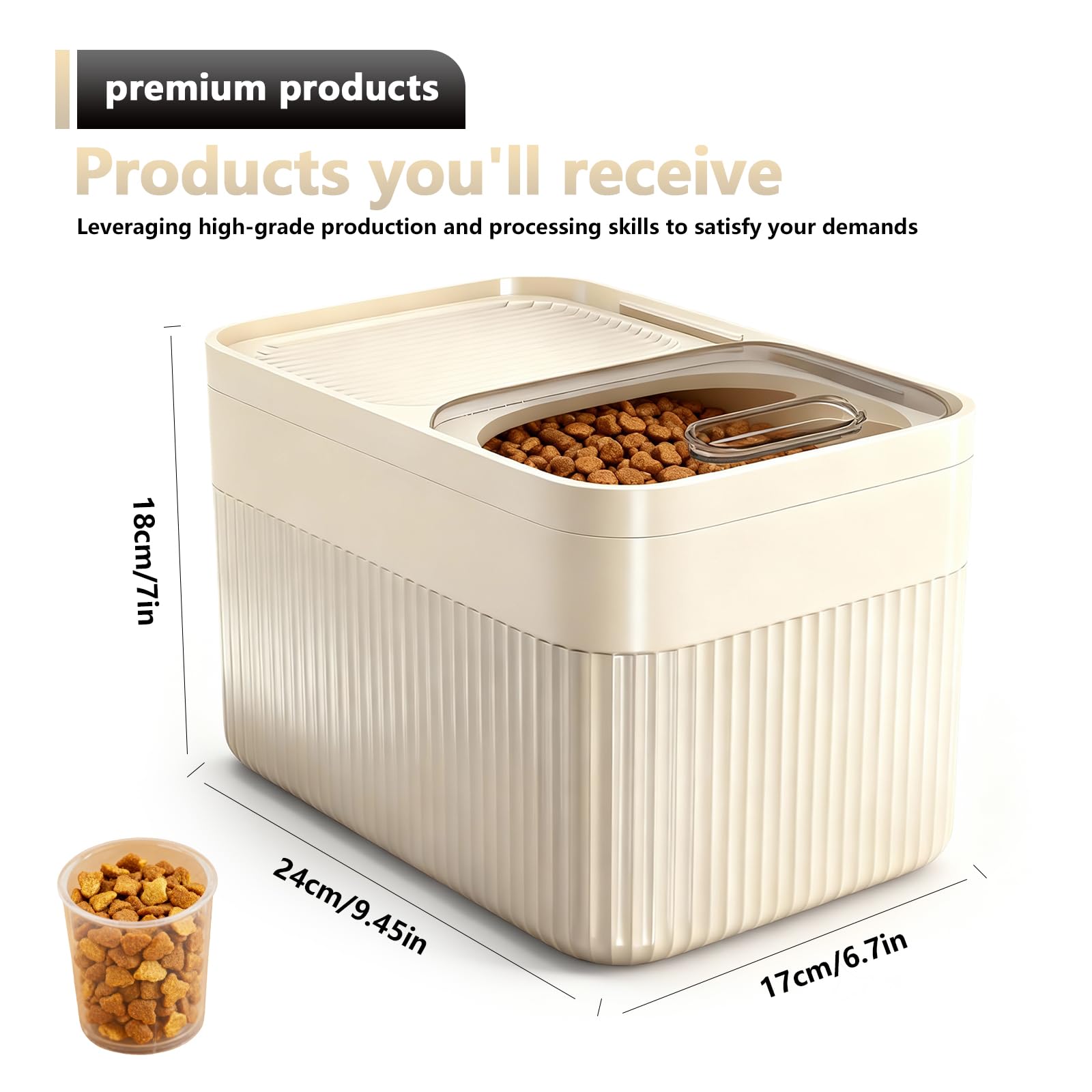 SUNOYA Futterbehälter Für Haustiere Mit Messbecher, Hundefutter Aufbewahrung, Luftdichter Aufbewahrungsbehälter Für Tierfutter 5kg, Katzenfutter Aufbewahrungsbehälter, 24x17x18cm, Für Hunde Katzen