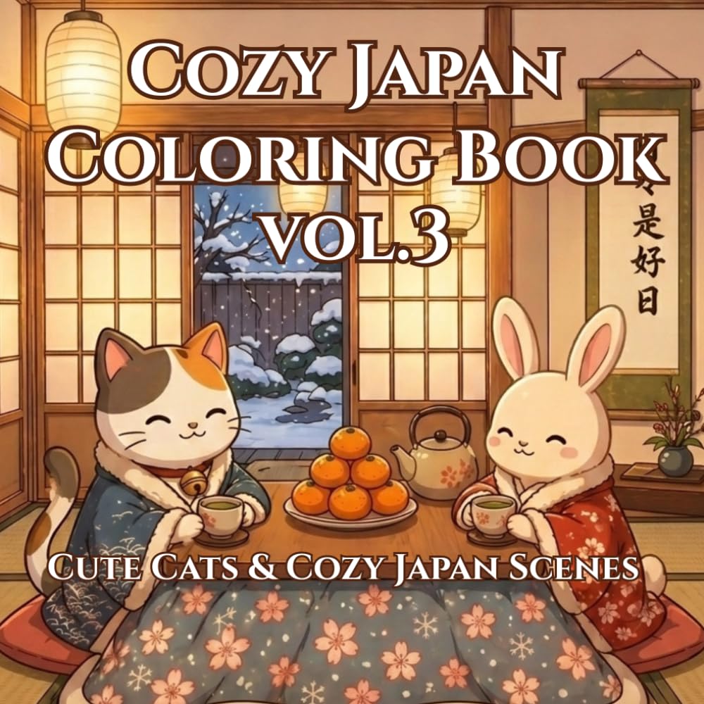 Cozy Japan Coloring Book vol.3: Cute Cats & Cozy Traditional Japanese Scenes for Relaxation and Mindfulness