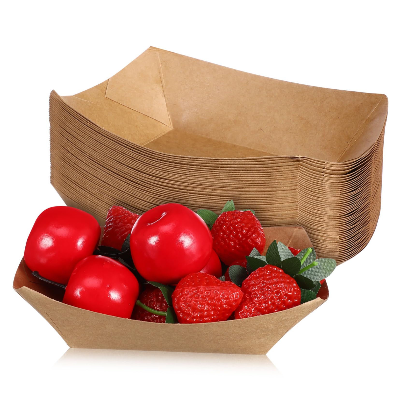 UTHCLO 50-pack Kraft Snack Boxes for Parties Take-out Trays Hot Food Accessories Trays for Food for Desserts