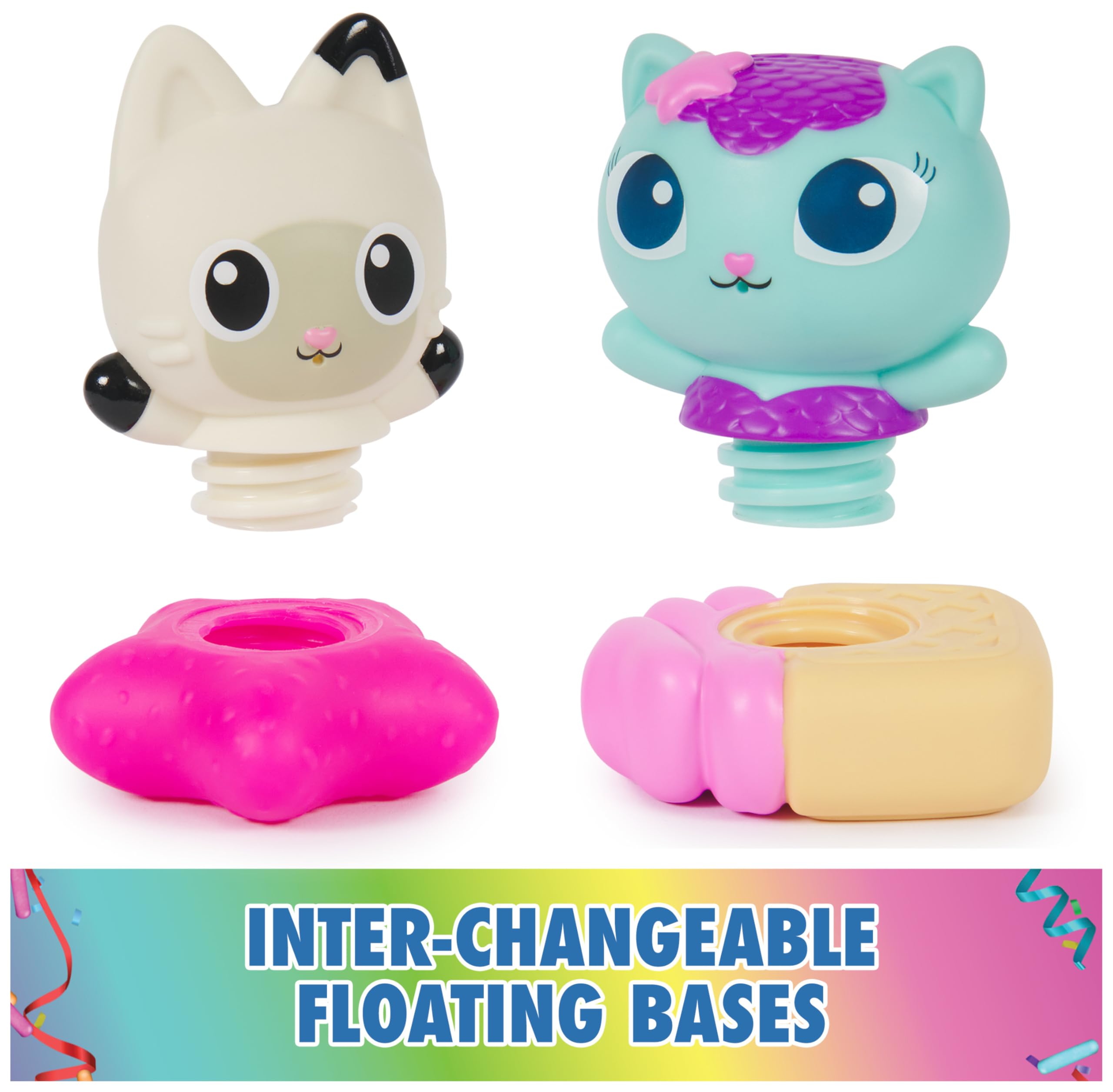 Gabby's Dollhouse: Gabby Cat Bath Squirters, Mercat & Pandy Paws Pływające zabawki do kąpieli dla małych dzieci dla dziewczynek i chłopców w wieku od 3 lat