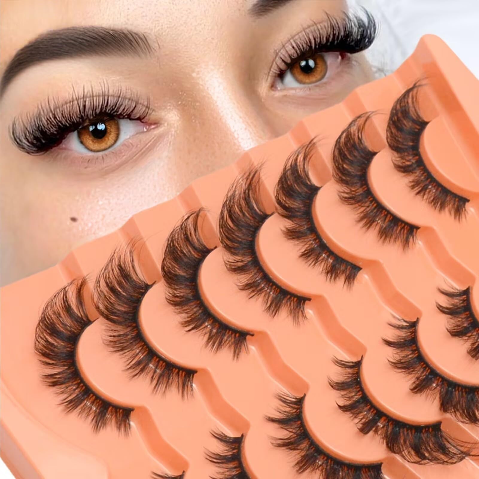 Luwigs Fluffy Cat Eye Lashes False Eyelashes Faux Mink Eyelashes 8D Volume False Eyelashes Thick Soft Curly Fake