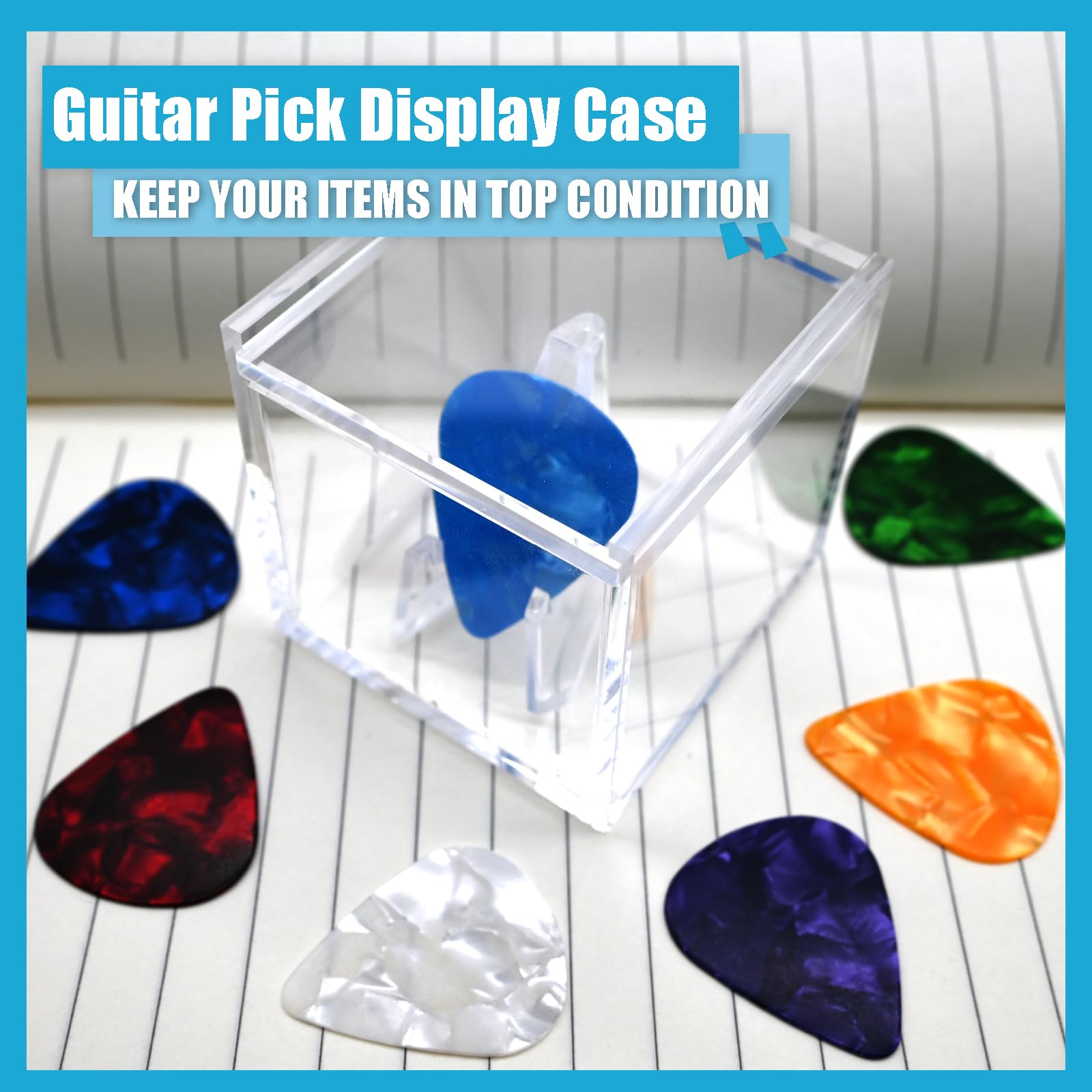 Vitrina acrílica para púas de guitarra, soporte para púas de guitarra coleccionables