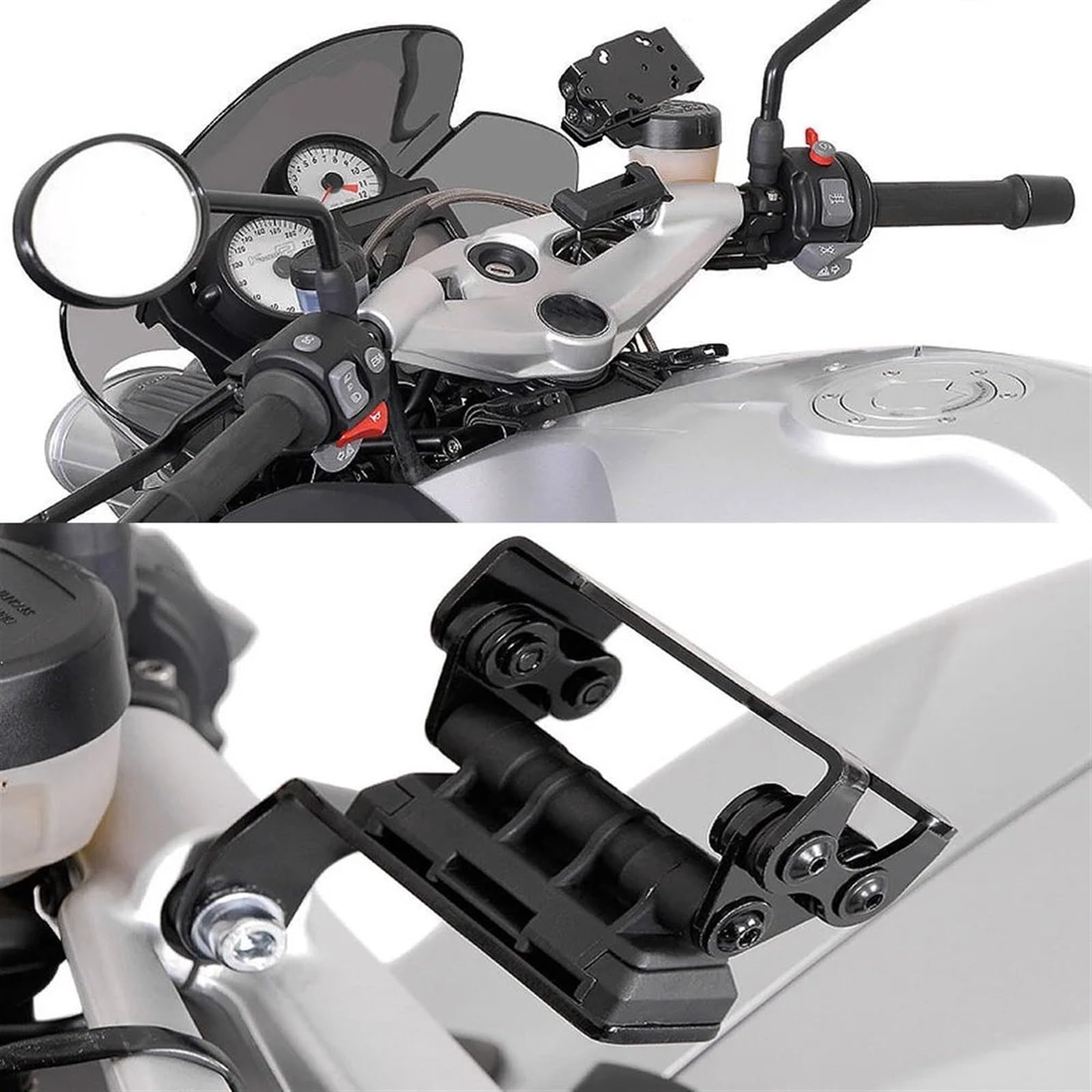 Support Telephone Velo pour BMW F800S K1200R Sport K1300R 2005-2016 Support Navigation Navigateur GPS Support Téléphone Charge USB Moto Telephone Moto Rotation(B)