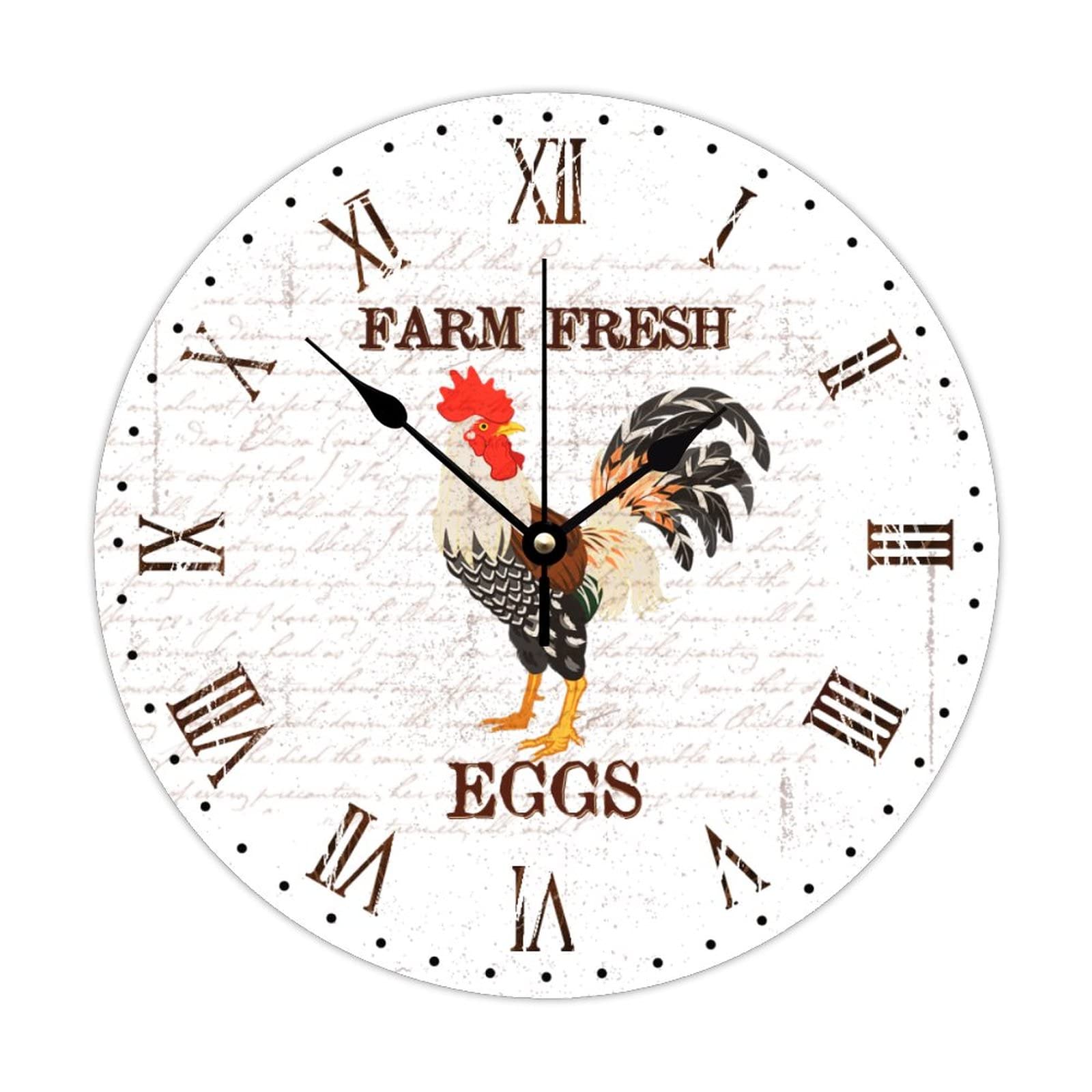 Horloge ronde en bois œufs de la ferme : cadeau amoureux animaux