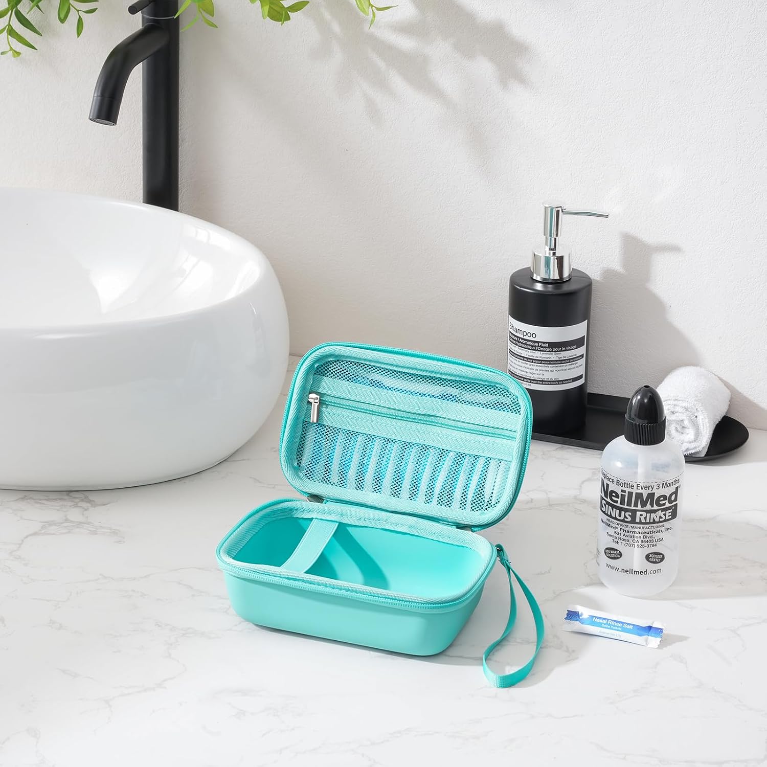 ProCase Travel Case for NeilMed Sinus Rinse Packets, Carrying Bag for Maoever Neti Pot Nasal Rinse, Portable Case for Sinus Rinse Bottle and Nasal Wash Salt Packets or Nose Cleaner Kit -Turquoise