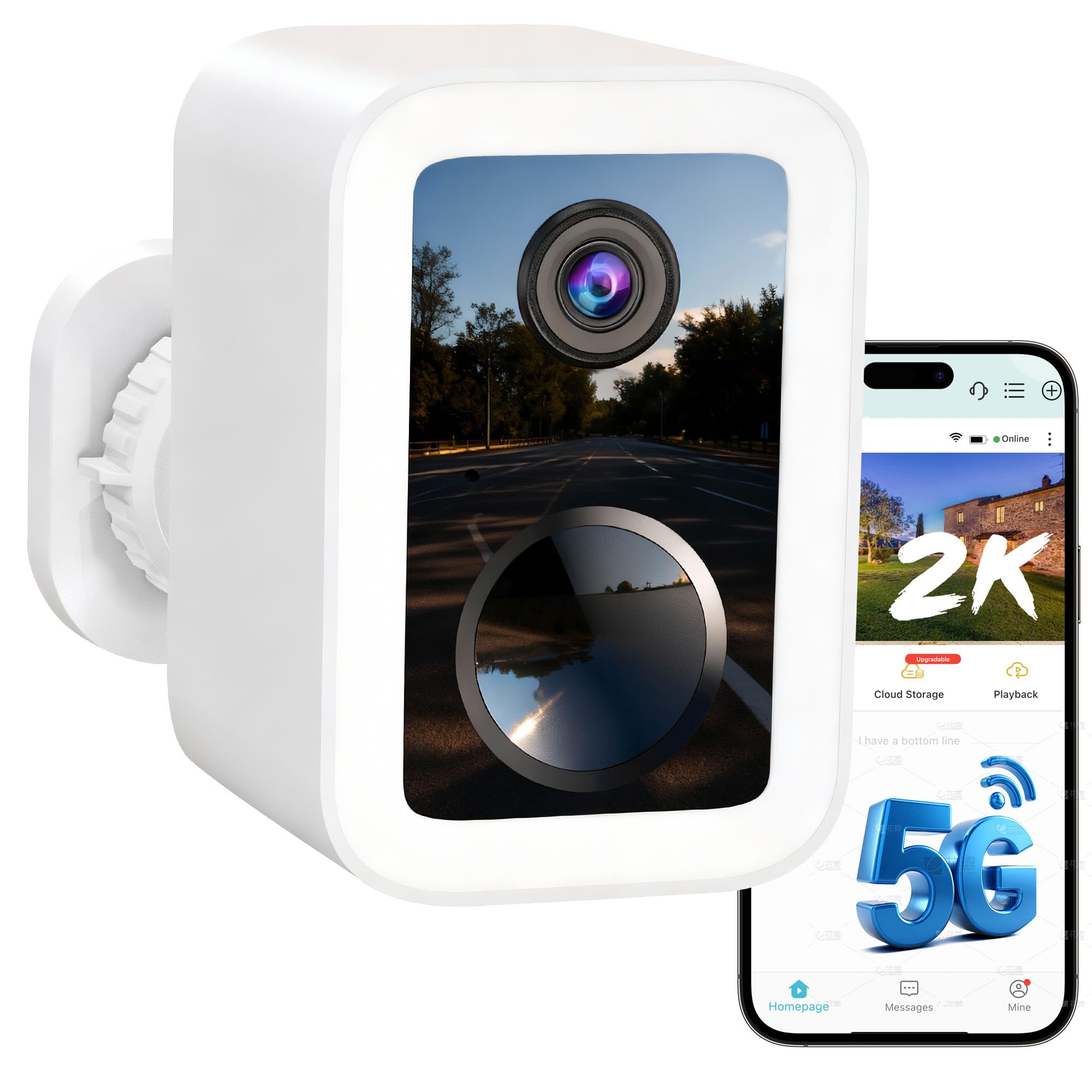 Funstorm 2K Überwachungskamera Aussen Akku - Dual-Band WLAN (2.4/5GHz) Videoüberwachung mit Flutlicht & Sirene, Smarte PIR-Bewegungsmelder, 2-Wege-Audio, Lokale Speicherung & Cloud, IP66 Wasserdicht