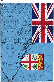 QACSWW Flag of Fiji Texture Effect Golf Towel 16 x 24 Inch Golf Towels for Golf Bags with Carabiner Clip Waffle Microfiber Golf Towel Men Women Golf Gift