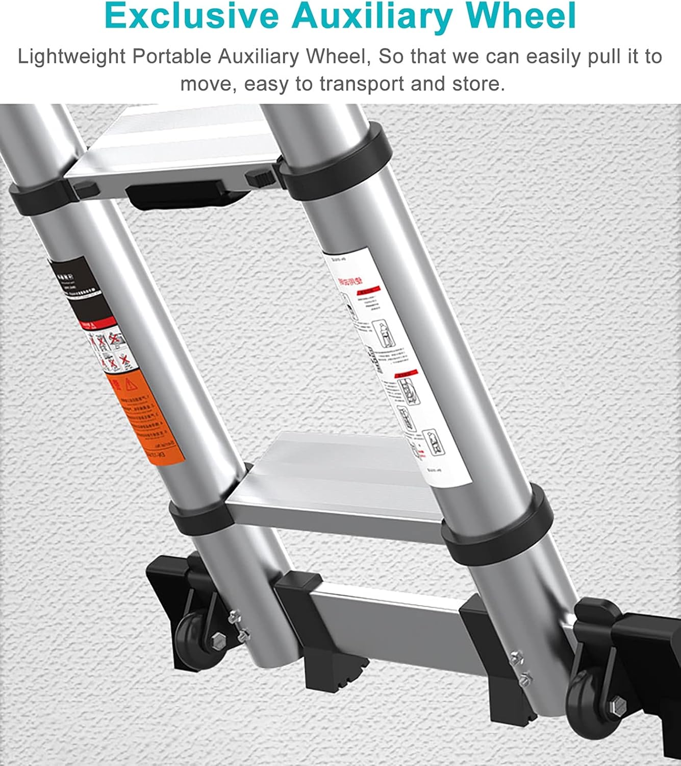 Telescoping Extension Ladder,Telescoping Ladder Multi Purpose Extendable Ladders EN131 Certified,Compact Straight Telescoping Extension Ladder with Spring Load Locking Mechanism Stabilize