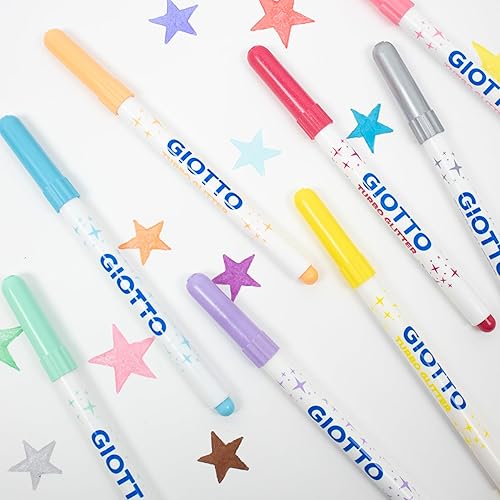Miniatura 5 de Giotto Turbo Glitter punta Rotuladores con punta de fieltro, Glittered plumas cartera de 8