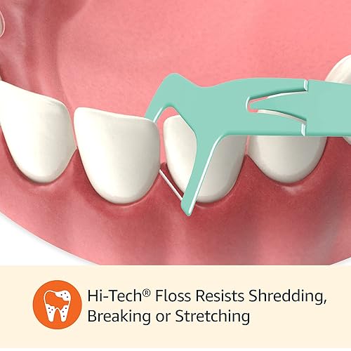 Miniatura 6 de Tienda Basics Hilo dental con sabor a menta, 540 unidades, 6 paquetes de 90, púa plegable, ayuda a eliminar la placa (anteriormente Solimo)
