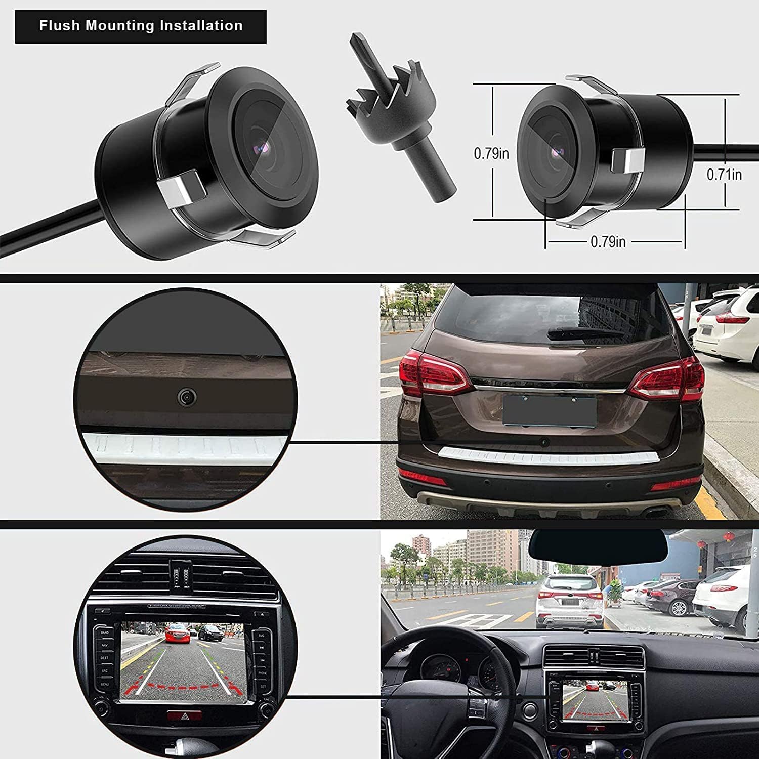 Backup License Plate HD Camera Night Vision Rear View 170° Angle Waterproof Compatible with Pioneer Car Radio AVH-120BT AVH-210EX AVH-2550NEX AVH-X490BS DMH-100BT DMH-WT8600NEX DMH-160BT DMH1770NEX