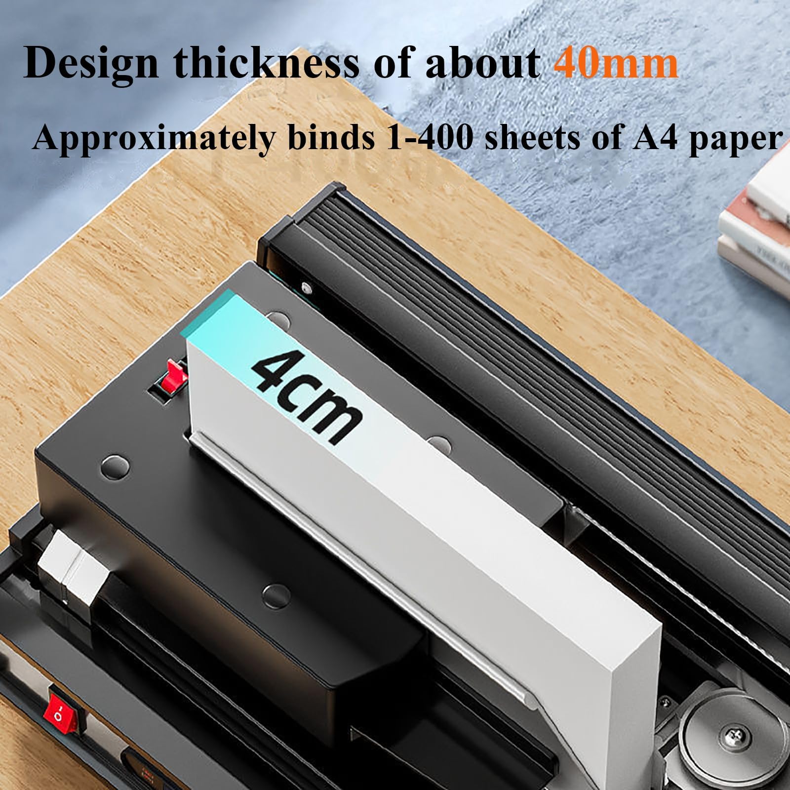 Dokumentenbindemaschine, kabelloser automatischer Schmelzkleber, 40 mm Bindestärke, verstellbarer Rückenradius, ideal für Büro, Druckerei, Schule