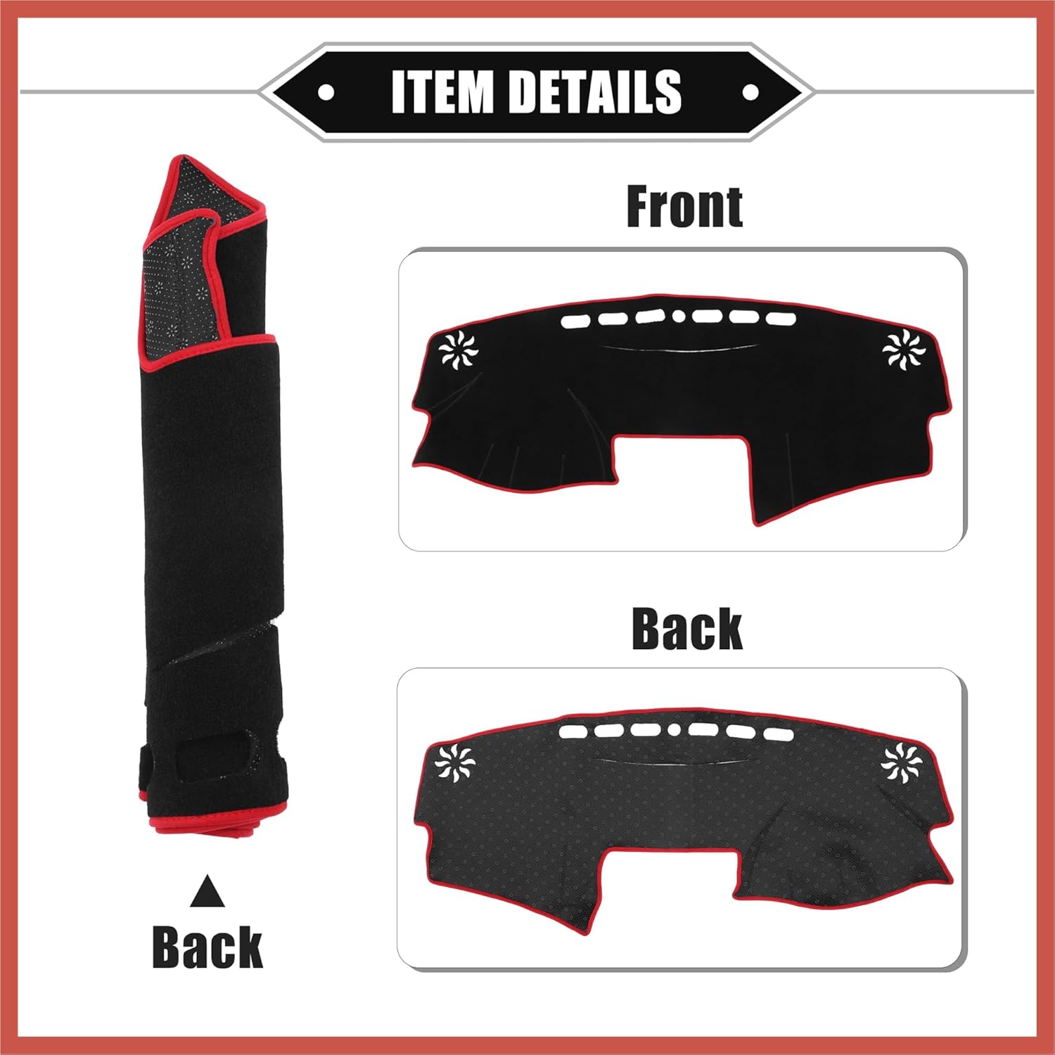 ACROPIX Dashboard Cover Compatible for Toyota Camry 2007-2011, Non-Slip Polyester Black Red Dash Cover Mat Dash Board Protector Cover Car Parts