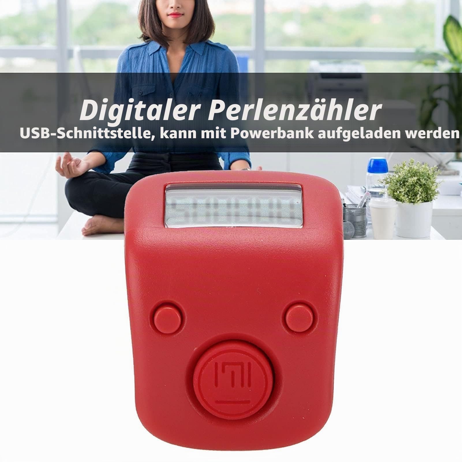 Fingerzähler Finger Counter Clicker Zähler Reihenzähler Digitale elektronische LED Fingerzähler für Inventur Sport Marketing Flugzeug muslimisches Gebet(Verheißungsvolles