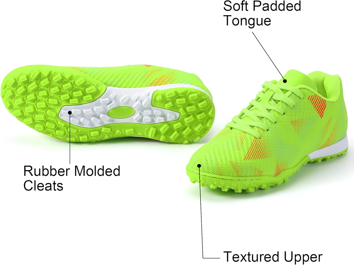 Youth Soccer Cleats for Boys and Girls Indoor Turf Football Shoes with Lace Up Closure for Kids - Image 4