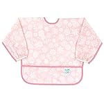 Bumkins Sleeved Bib for Girl or Boy, Baby and Toddler for 6-24 Mos, Essential Must Have for Eating, Feeding, Baby Led Weaning Supplies, Long Sleeve Mess Saving Food Catcher, Soft Fabric, Lace Pink