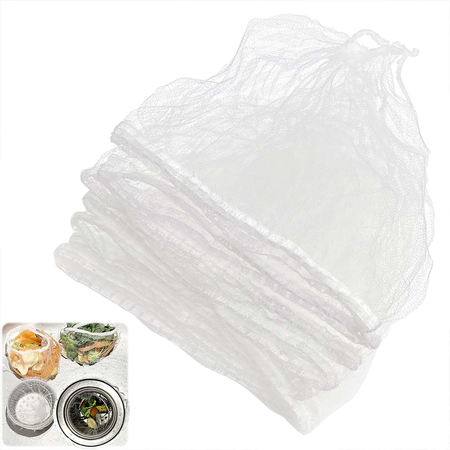 100 PCS Kitchen Sink Strainer Bags Disposable Anti-Clogging Elastic Filter Bags Sink Strainer Mesh Bags Fits Most Sizes of Sink Strainer, Collecting Kitchen Food Waste Garbage