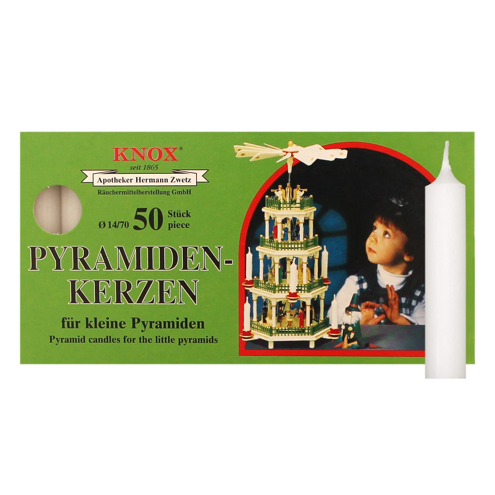 Knox Pyramid Candles for Small Christmas Pyramids, 14/70 mm, White