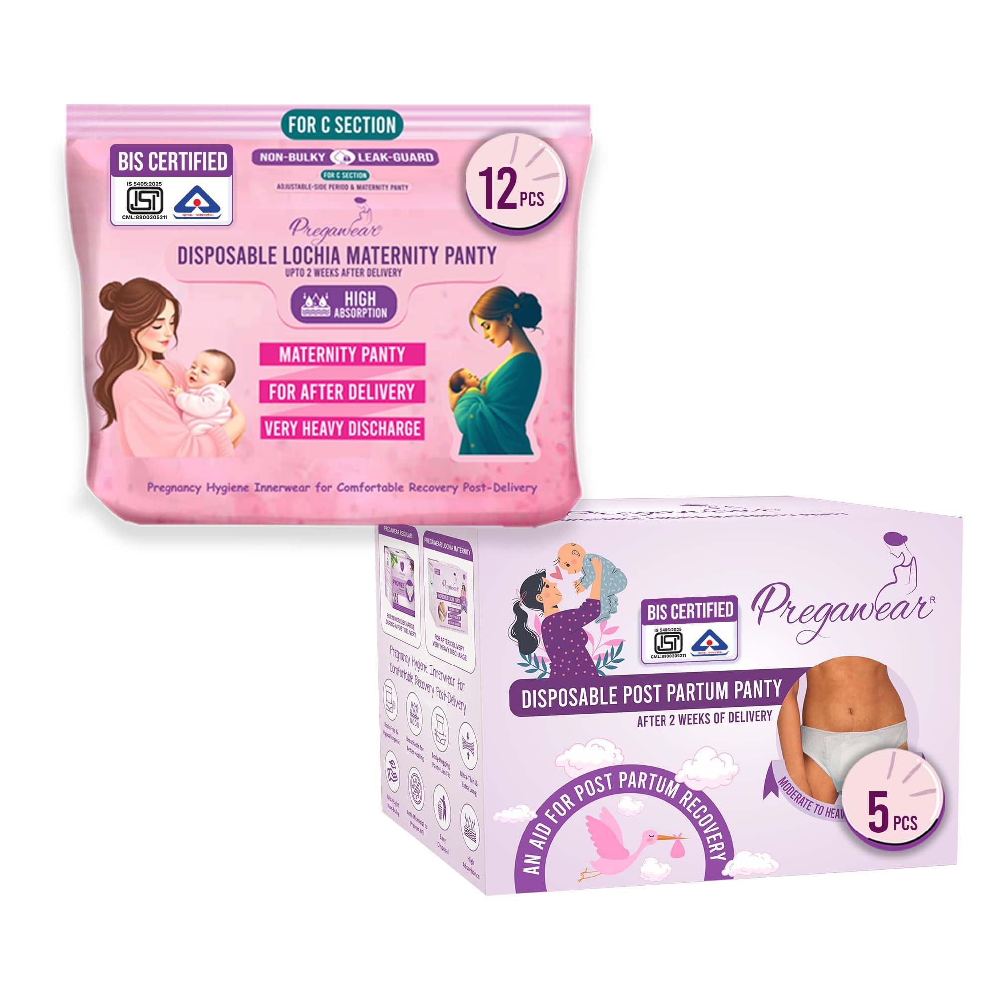 PROWEE|Pregawear C-Section Maternity Panty(15) & Disposable Postpartum Panty(5) Combo | Low Rise C Section Underwear with Ultra Thin, Leak-Proof, Antifungal Mid Waist After Delivery-image-21
