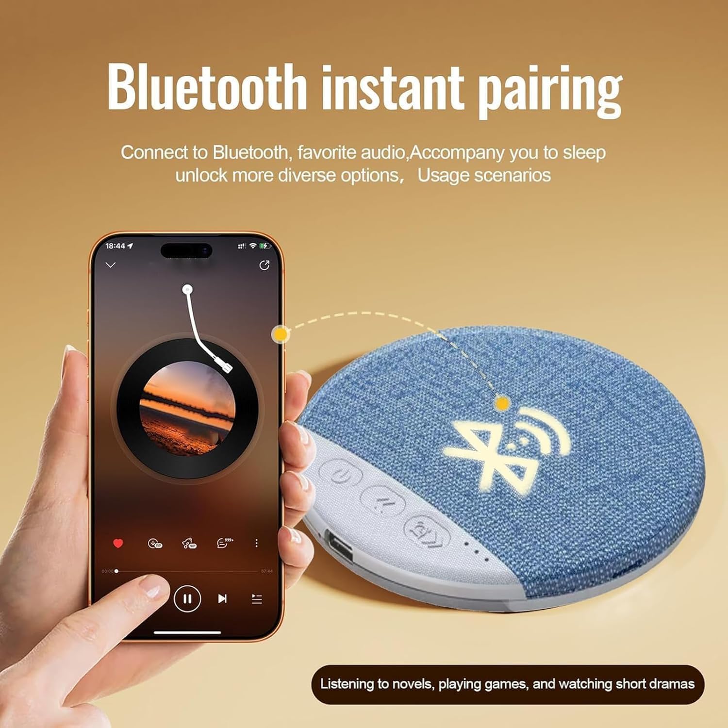 2026 New Sleep Pillow Speaker, Bone Conductions Under Pillow Sleep Speaker, Bluetooth Pillow Speaker, with White Noise Timer Wireless Sleep Aid with Stereo Bass Private Sleep Headphones for Adult — view 2