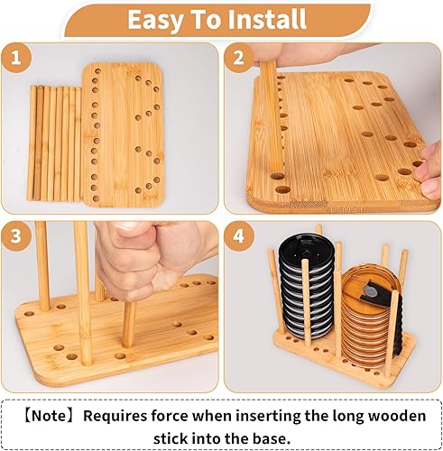 Miniatura 4 de Organizador ajustable de tapa de vaso, organizador de tapa de bambú para tapa YETI, organizador de tapa de botella de agua, apilador con capacidad