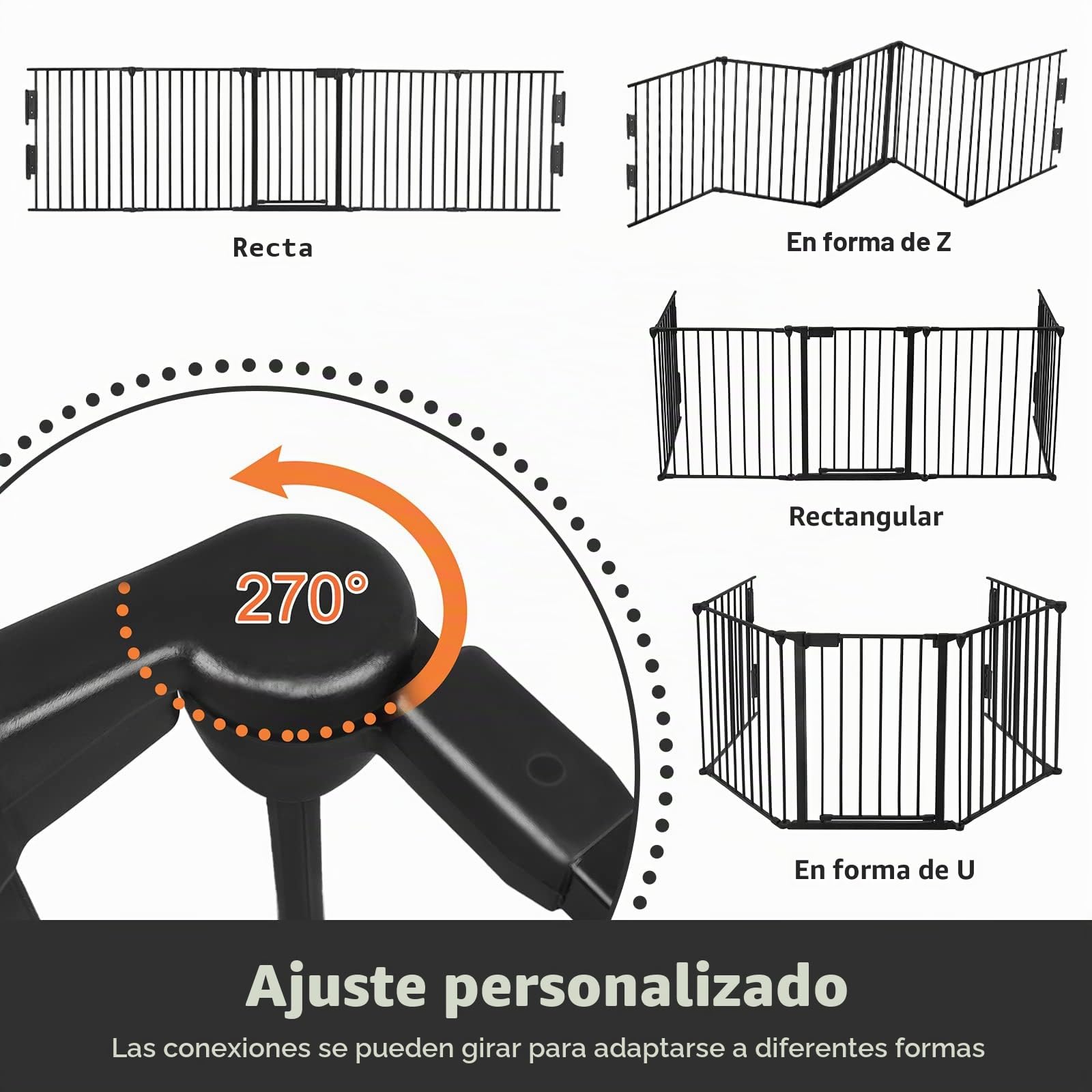 UISEBRT Rejilla de protección para chimenea con puerta de 300 cm de metal, rejilla de protección para estufa, barrera plegable, rejilla de protección para puertas, rejilla de protección para niños y