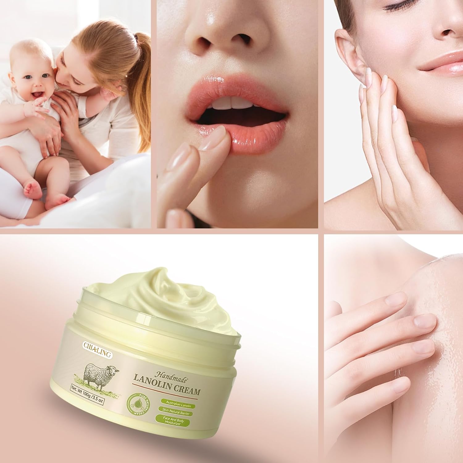 Chialing Lanolin Cream with Glycerin and Coconut Oil - Enhanced Moisturizing, Australian USP Grade, Made in USA - Soothes Dry Skin, Nipple Discomfort, Chapped Lips & Eczema | Unscented (3.5 oz)