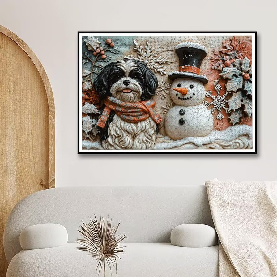 Puzzle 3000 elementów, bałwan, 3000 elementów, drewniane puzzle dla dorosłych, puzzle dla całej rodziny, trudne puzzle, drewniane puzzle do dekoracji pokoju, prezenty, 7215