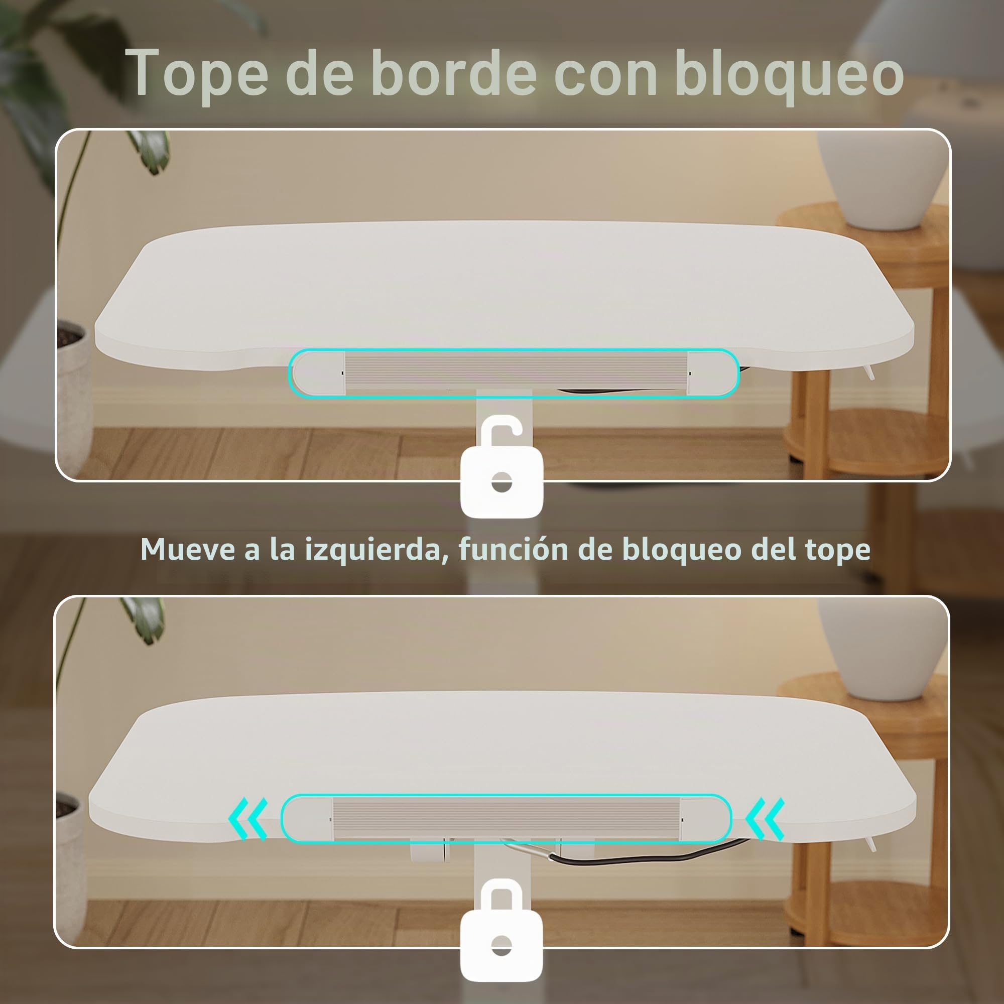 BONTEC Escritorio Plegable con Ruedas, 90° Tablero Plegable, Capacidad 12kg, Mesa Regulable en Altura, 65x50 cm, Ideal para Oficina, Dormitorio y Uso Médico, 4 Ruedas Giratorias, Blanco