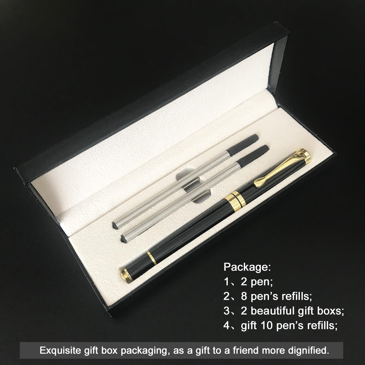 Juego De Bolígrafos De Lujo Para Oficina | Punta 0.5 Mm | Caja De Regalo Elegante | Color Oro Rosa Y Negro | Ideal Para Regalar