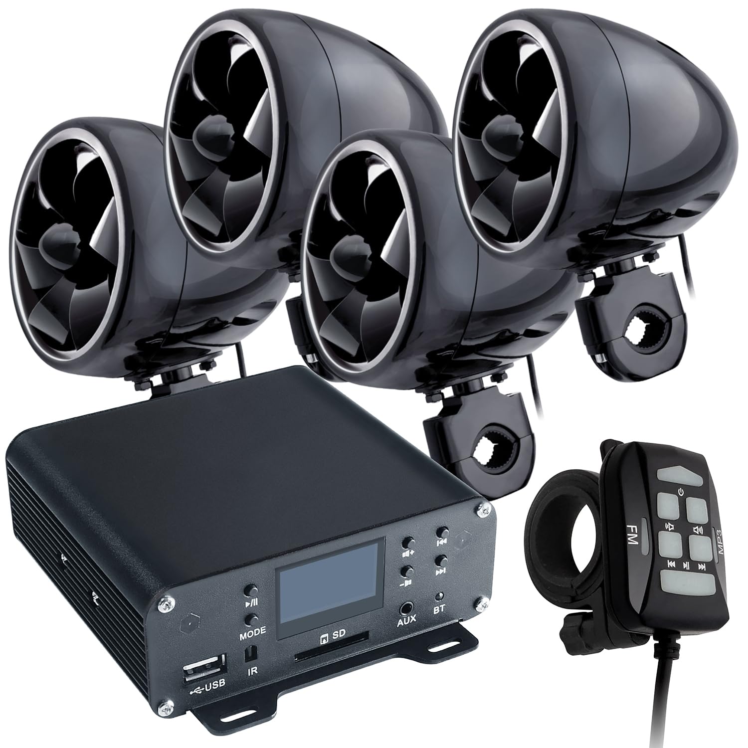 Amazon.co.jp: バイク用 オーディオ サブウーファー 対応 4ch 4台 最大