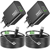 45W USB C Caricabatterie Rapido, 2-Porto Caricatore per Samsung Galaxy S25 S26 S24 S23 S22 Ultra A73 A56 A53, Cellulare Veloce Carica Batteria (PD-30W, QC-15W) Fast Charger + 2M Tipo-C Cavo Originale