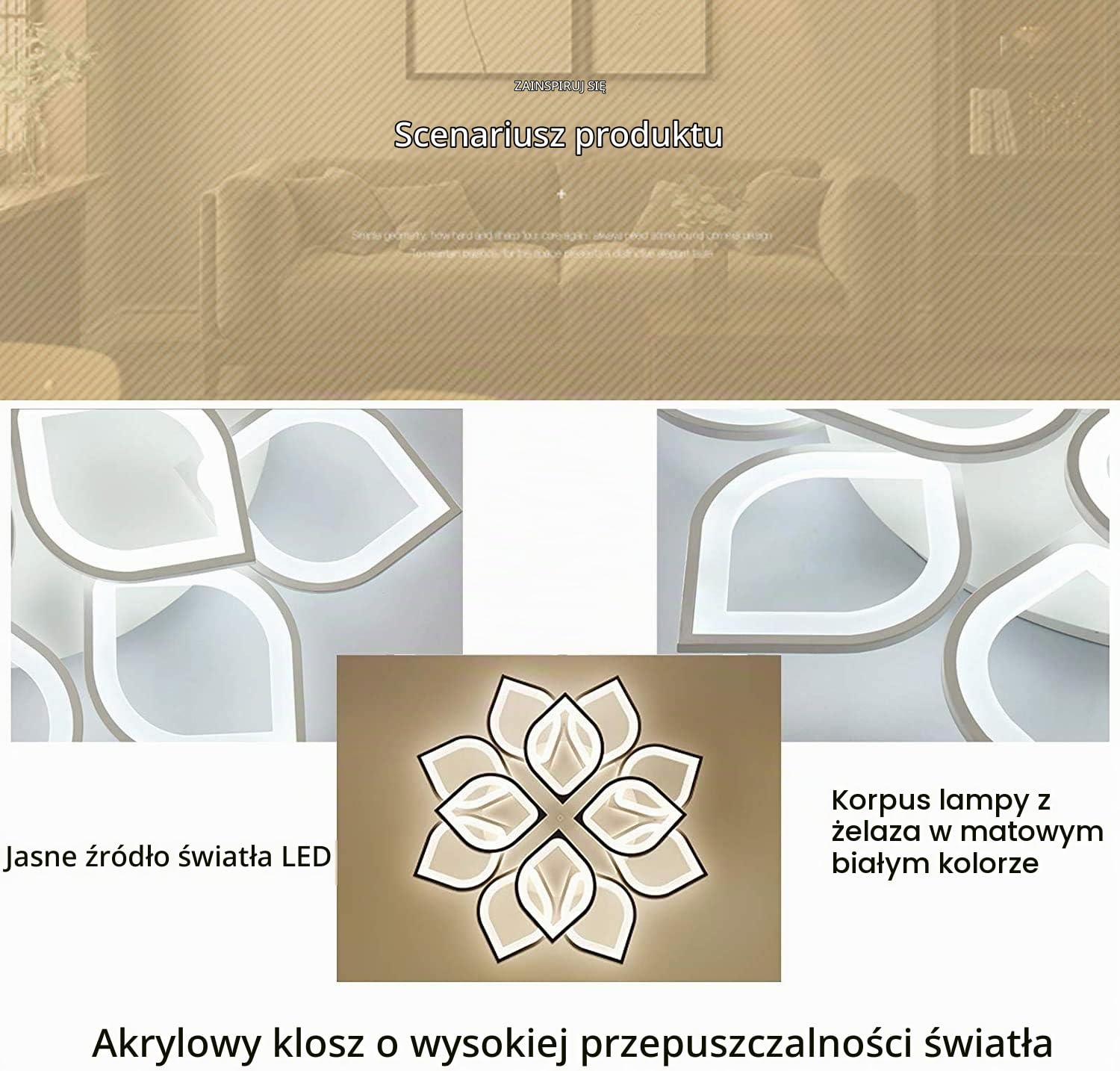 Lampa sufitowa LED, ściemniana, nowoczesna lampa do salonu, z pilotem zdalnego sterowania, 3000 K - 6000 K, w kreatywnym wzornictwie kwiatowym, żyrandol, lampa do sypialni, jadalni, biura, 8+4 głowice 110 cm 110W