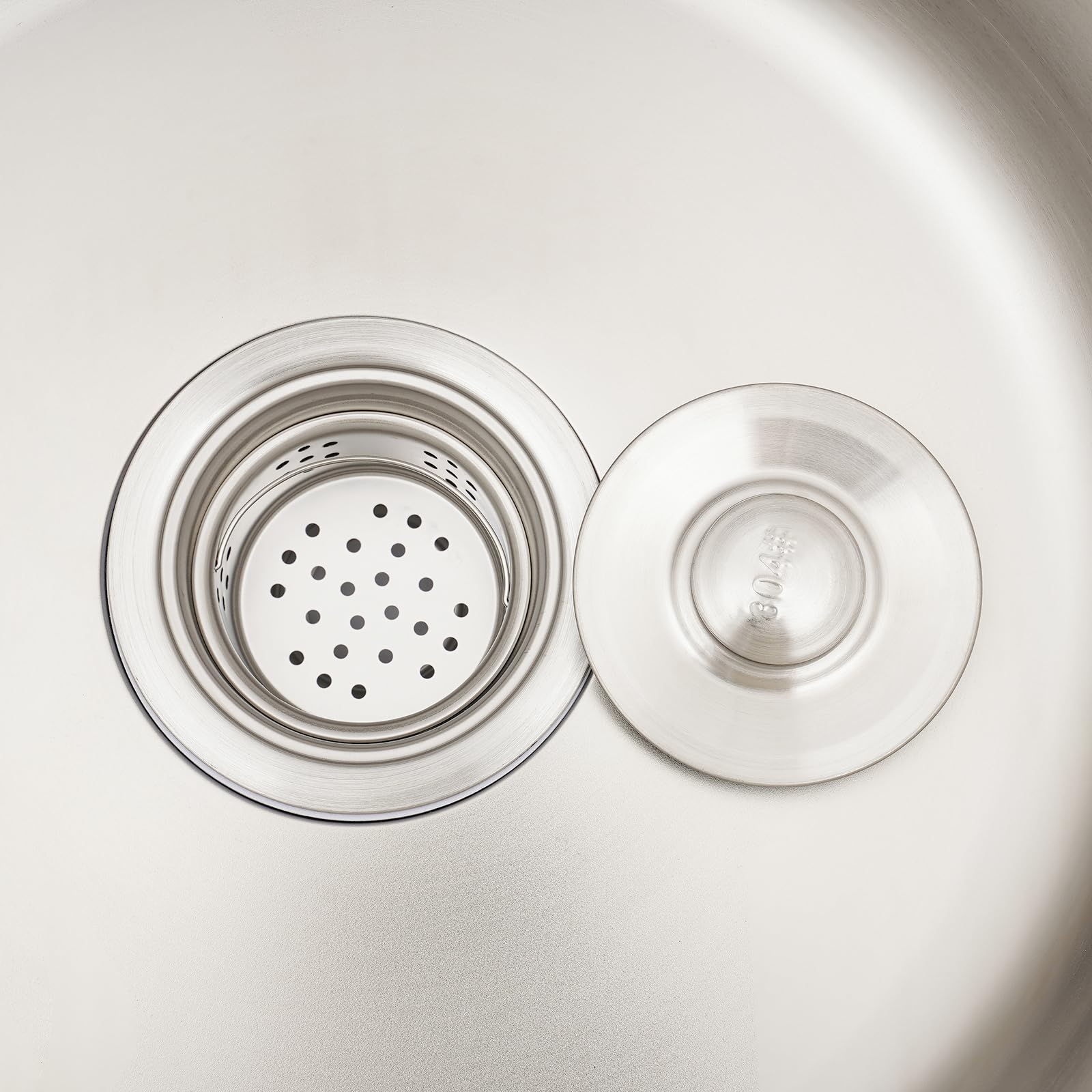 Lavello Rotondo Da Incasso In Acciaio Inox 41 Cm – 1 Vasca Con Scarico, Ideale Per Cucina, Bagno O Bar