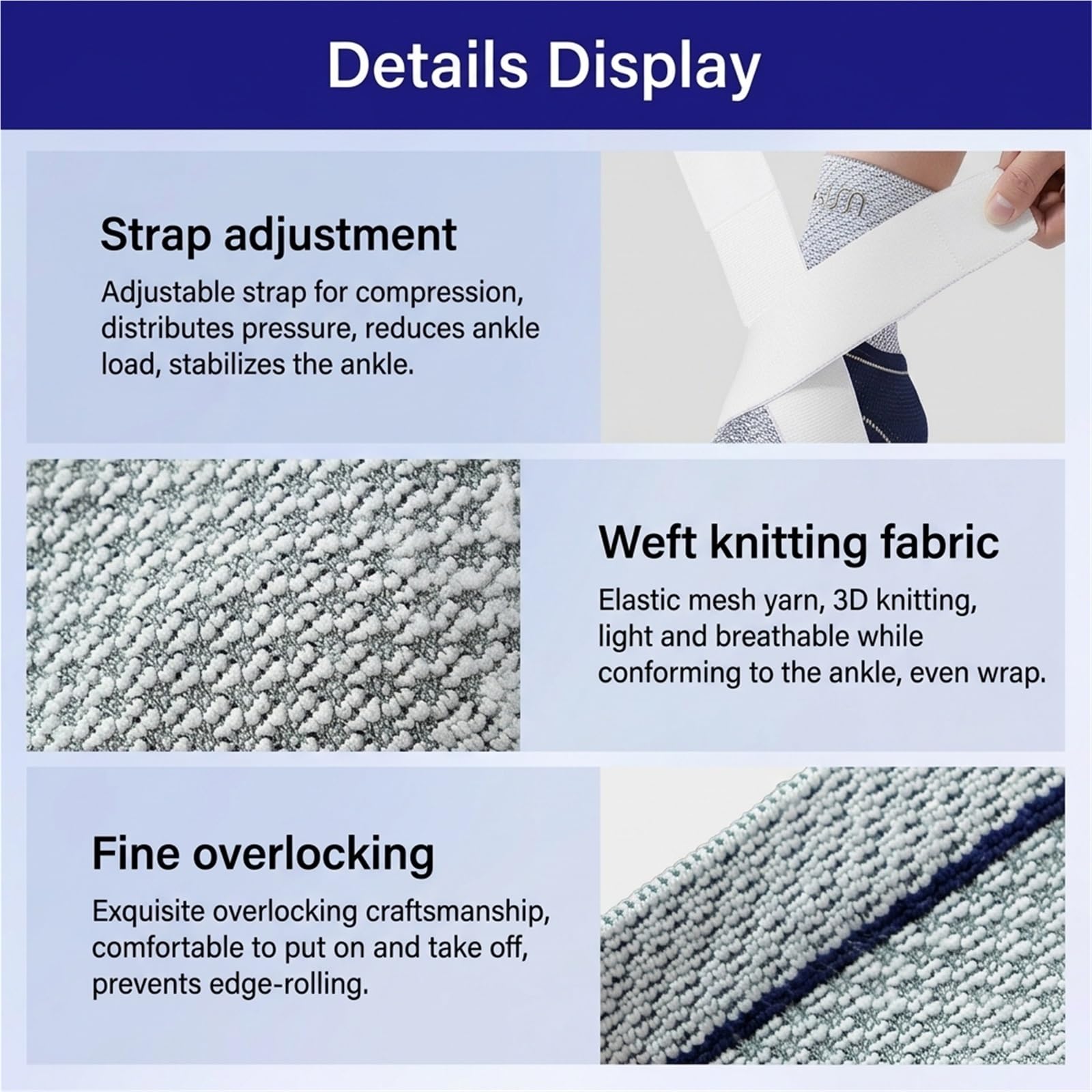 Generisch Verstellbare Sprunggelenkbandage mit atmungsaktivem Stoff, für Sport und tägliches Gehen, Modell CJDW1160 (Grey XL)