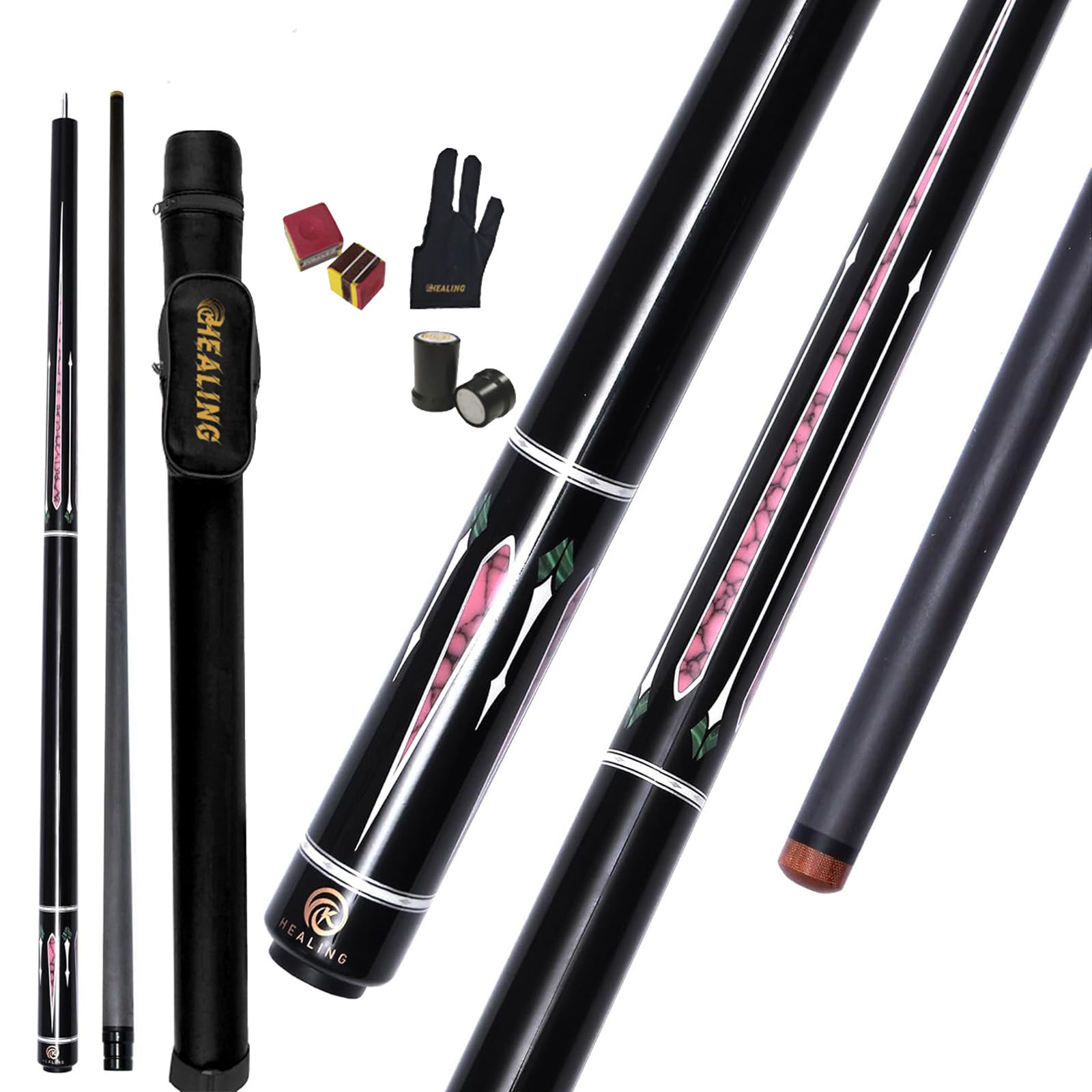 Queue De Billard Résine Carbone T700 OKHEALING 147cm - Queue Uniloc Faite Main Avec Virole Phénolique Noire - Pour 8 Et 9 Boules