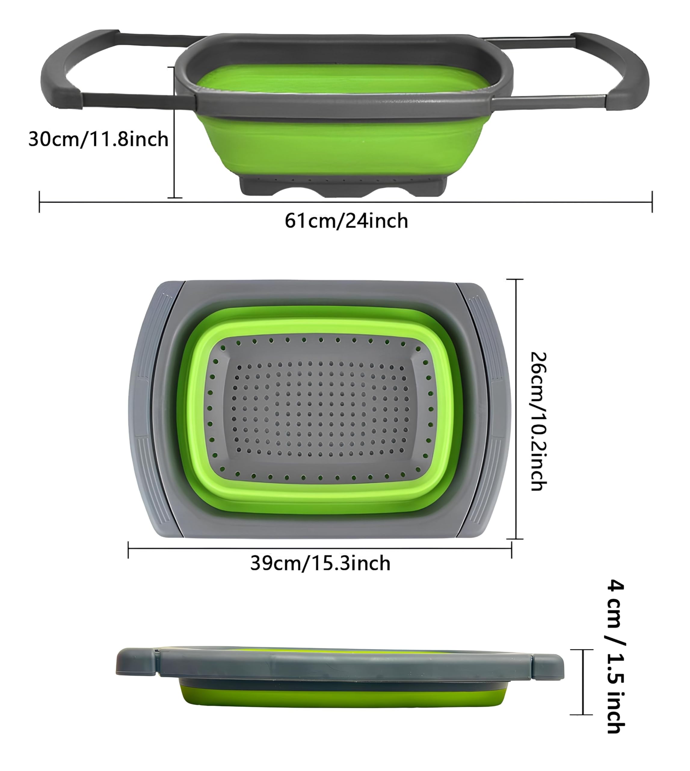 Scolapasta Pieghevole Qualità Top Lusso Filtro Cestino Cucina Manico Allungabile per Lavandino Scolapasta Silicone Pieghevole Colander Setacci Scolare Pasta Verdura Frutta Salva Spazio Colore Casuale