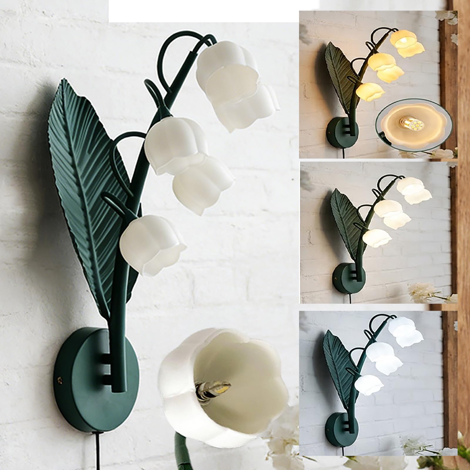 Applique murale fleur muguet vintage 5 lampes de chevet salon LED