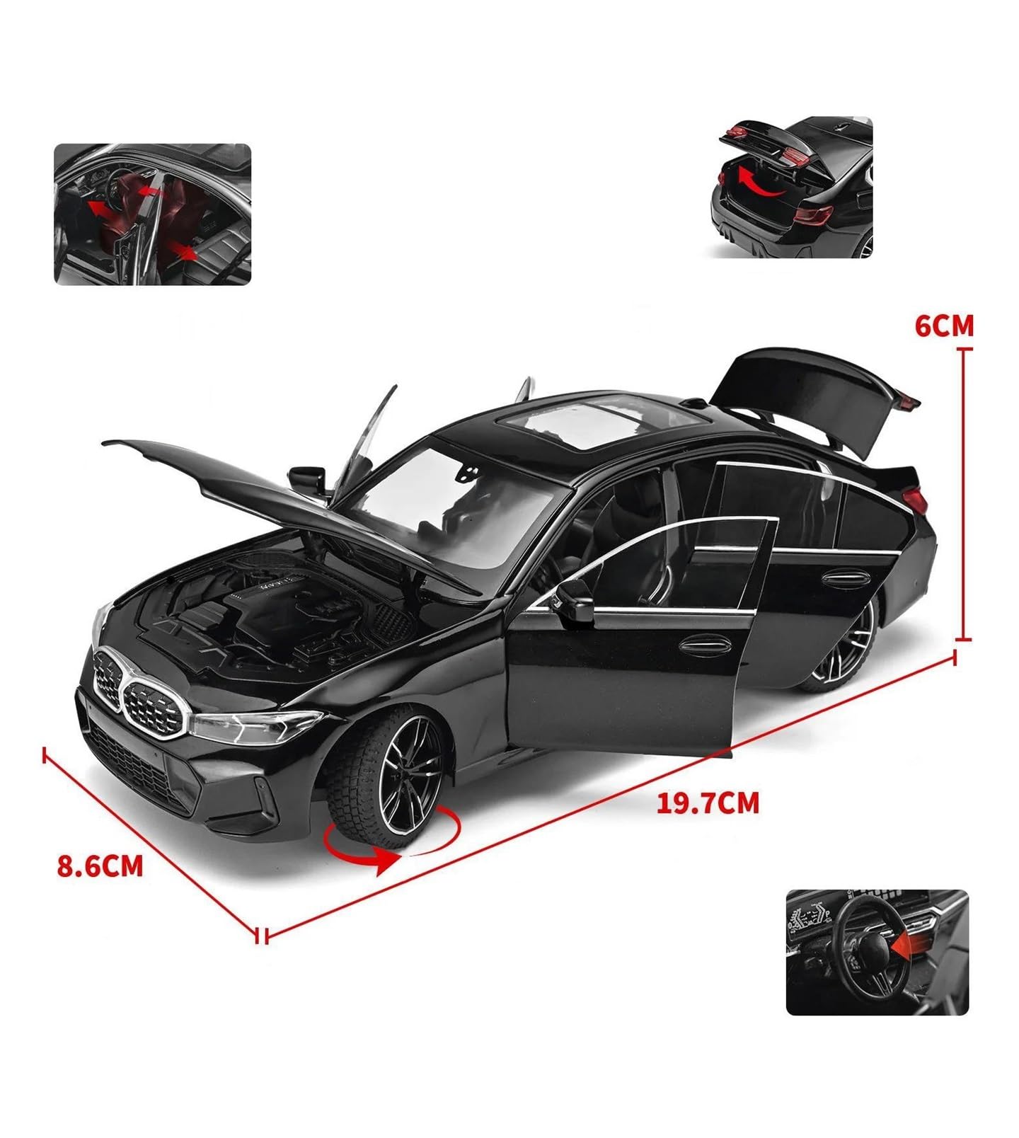 Modellauto Automodell Für 3er LCI Modellauto Modellfahrzeuge | 1:24 Fahrzeuge Aus Legiertem Metall(Weiß)