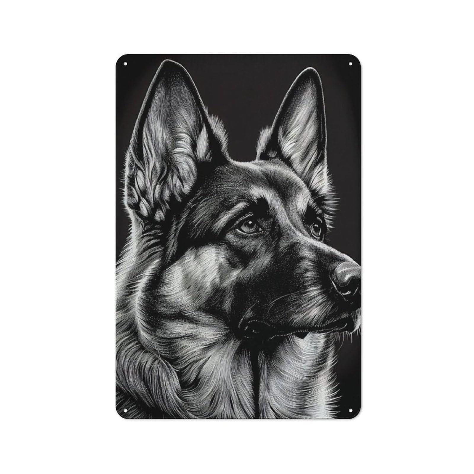 Junmoney German Shepherd Drawing Tin Sign 30X20cm For Pub Or Café, Vintage Wall Decor, For Café Interior Fans, For Retro Home Interiors