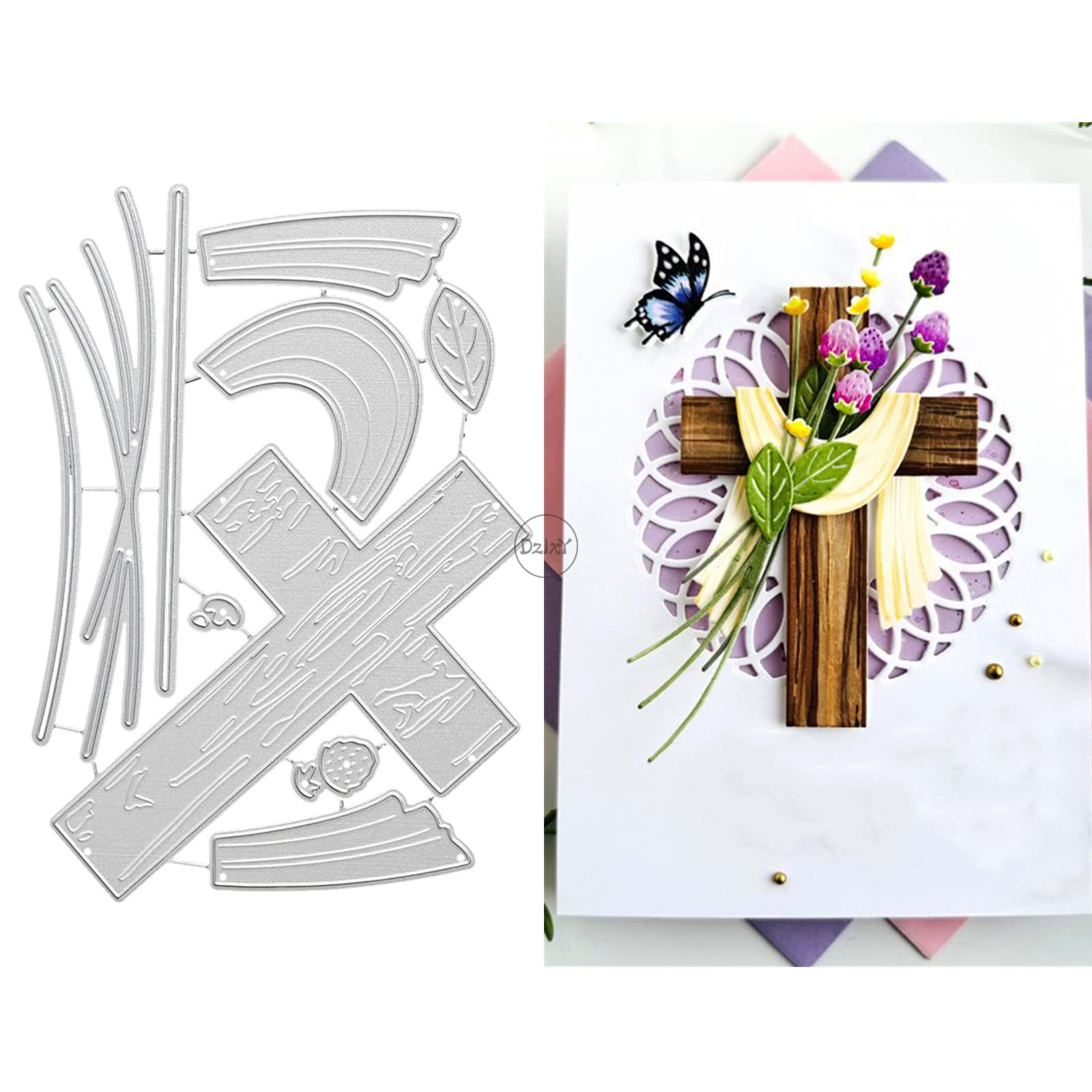 Cross Decoration Flowers Leaves Metal Cutting Dies for Card Making