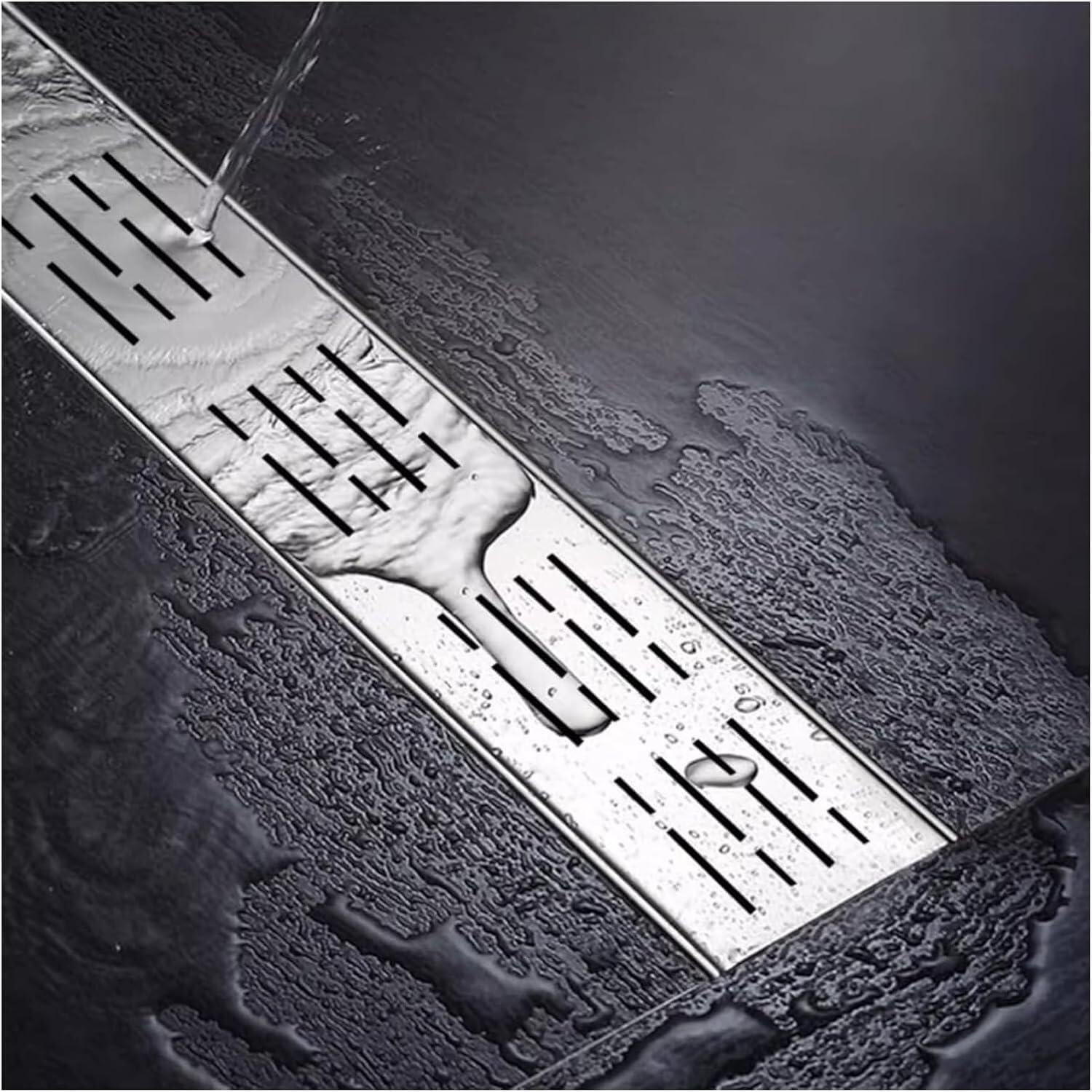 Stainless Steel Drainage Trench for Rain Gutter, Bathroom Patio Deck Garage Floor Trench Drain Grates(100 * 7 * 5cm/39.4 * 2.8 * 2in)