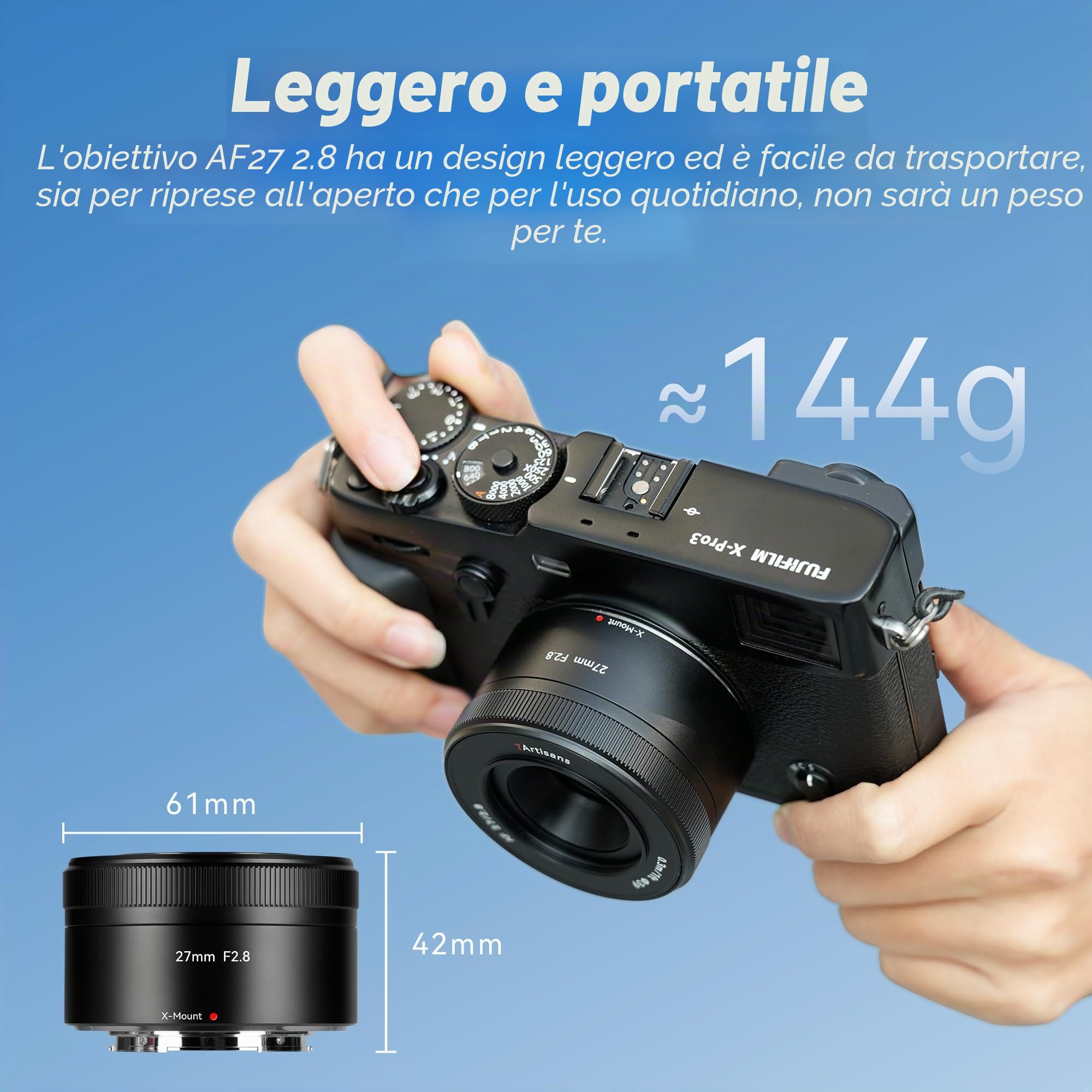 Obiettivo 7artisans AutoFocus 27mm F2.8 APS-C Frame, F2.8 Ampia Apertura, Supporta Riconoscimento Automatico/Manuale di Volti/Occhi, Compatibile con Fotocamera Fujifilm FX Serie Fuji X-H/T/T30/S/E/A