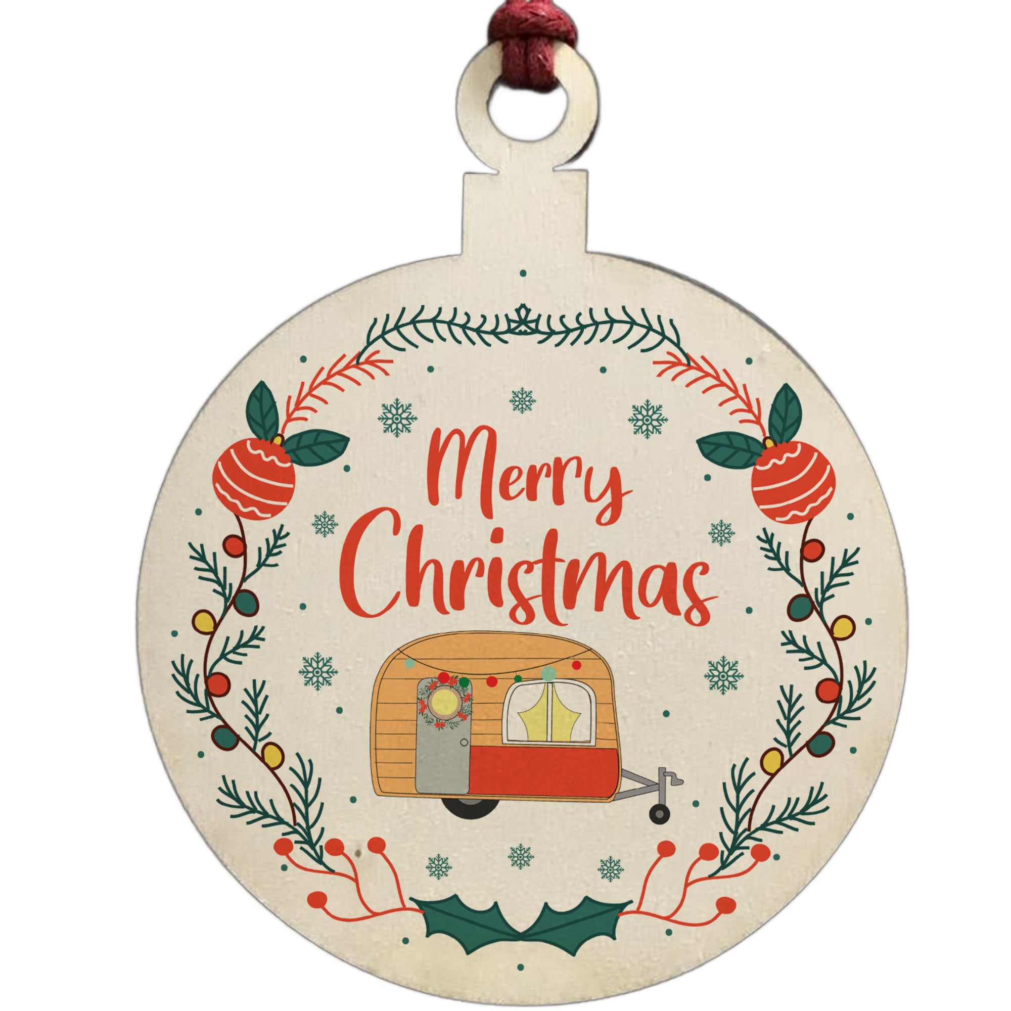 Novelty Caravan Bauble Design Hanging Wood Decoration Caravan Lover Gift For Friend Family