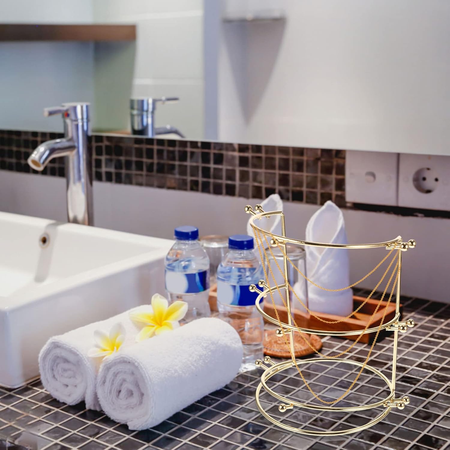 Three-tier Display Stand Tiara Organizer Alloy Hair Bands Bracket Home Supplies Storage Rack