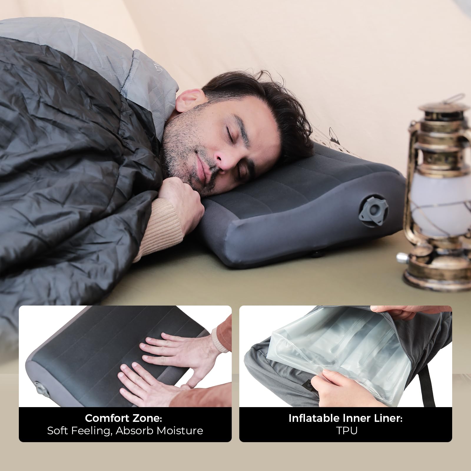 FLEXTAILGEAR Poduszka kempingowa z konturem szyi, ergonomiczna, oddzielny pęcherz TPU, idealna na kemping, wędrówki, samolot, wygodna