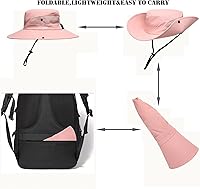 Vista 4 de Sombrero de sol para mujer de verano, sombrero de playa de ala ancha, protección UV al aire libre, plegable, malla fresca, diseño para cola de Rosa